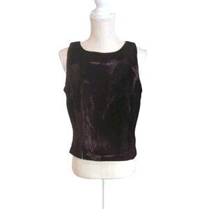 Womens Deep Burgundy Red Velvet Sleeveless Top